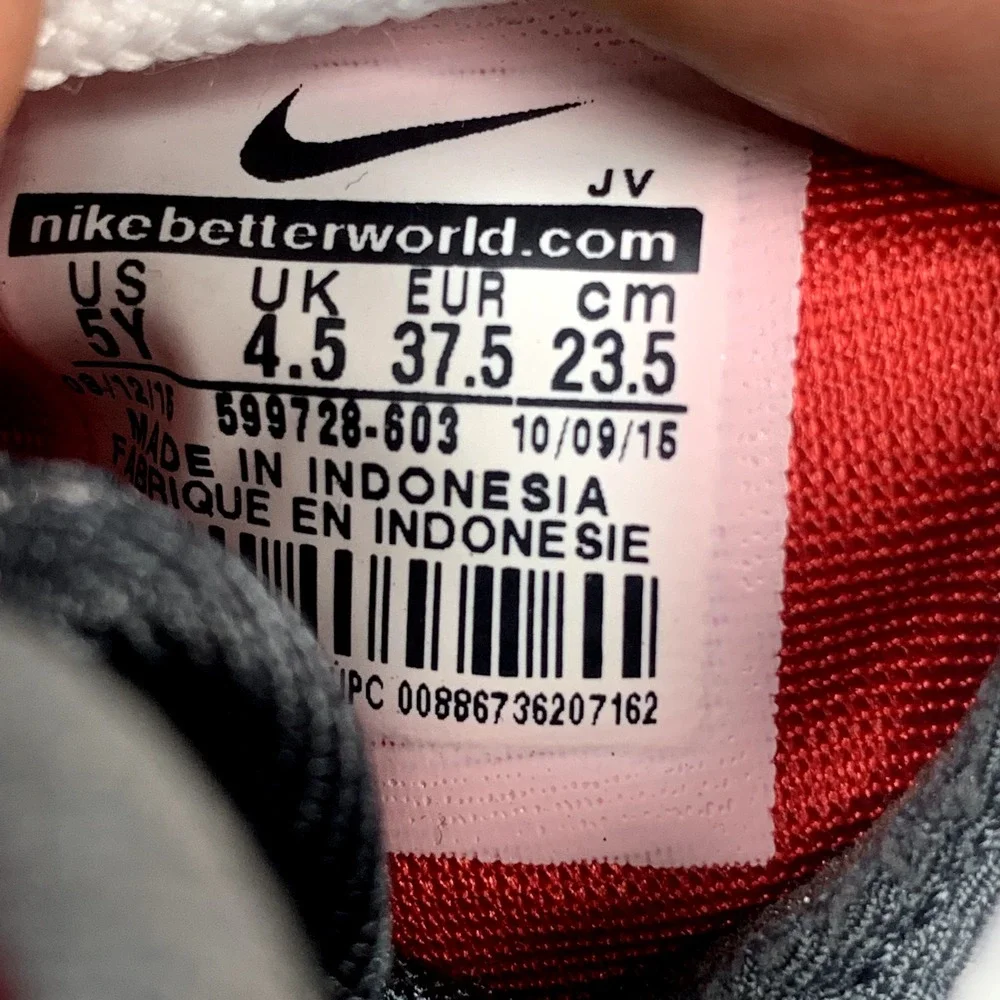 Nike Shoes Women 6.5 Roshe One Gym Red White GS Running Sneakers Kids 5Y